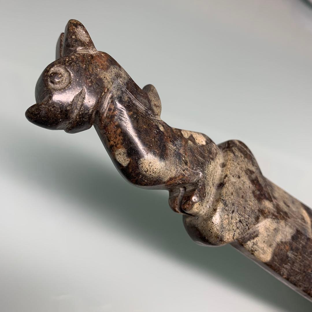 神獣神刀のトーテム 宇宙パワー 不思議の石鉄隕石 アンティーク 彫刻