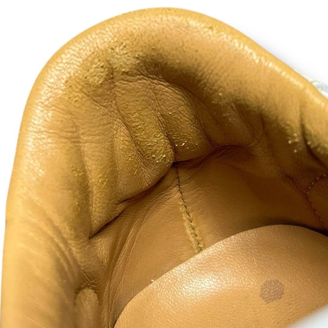 良品 HERMES クイック スニーカー H ロゴ レザー 23.5 ホワイト