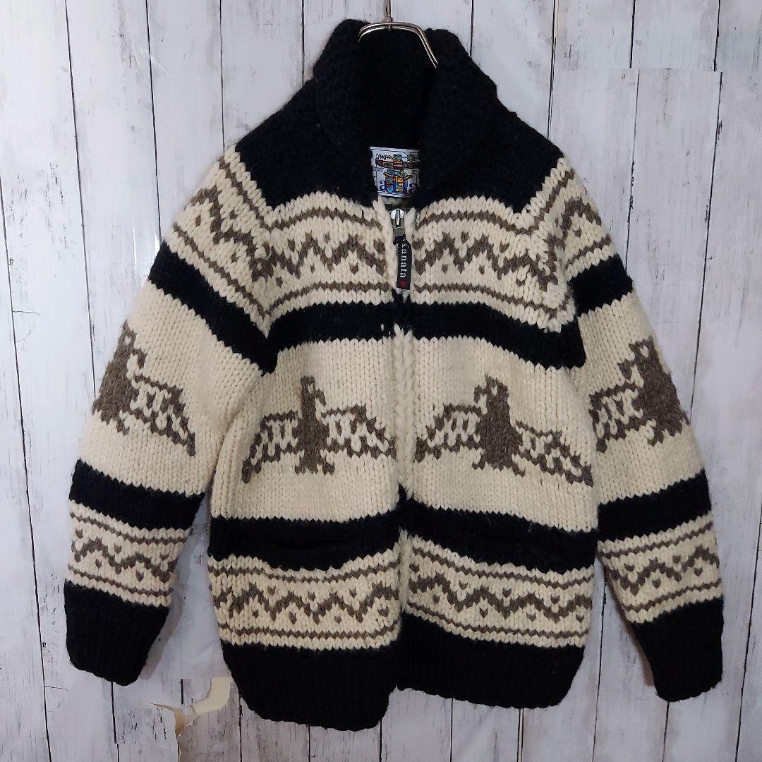 【KANATA】美品 カナタ カナダ製 フルジップ カウチンセーター M～L相当