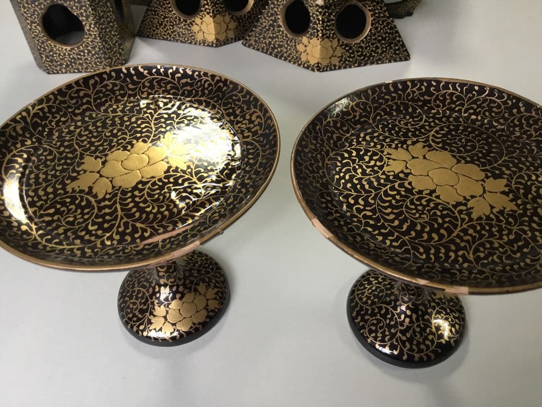 古い雛道具◇極上唐草 / 御膳部揃◇蒔絵 木製 雛人形 ままごと 骨董⑤