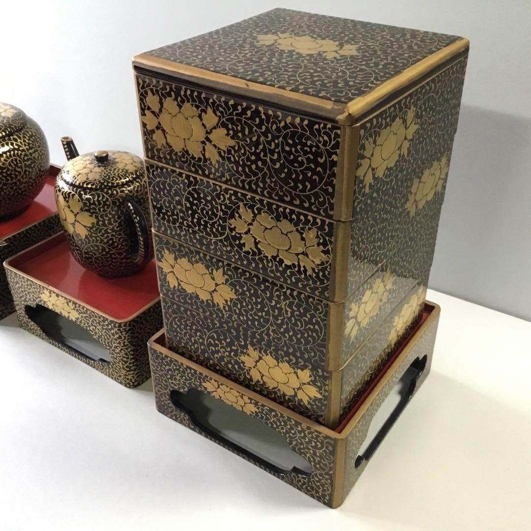 古い雛道具◇極上唐草 / 御膳部揃◇蒔絵 木製 雛人形 ままごと 骨董⑤