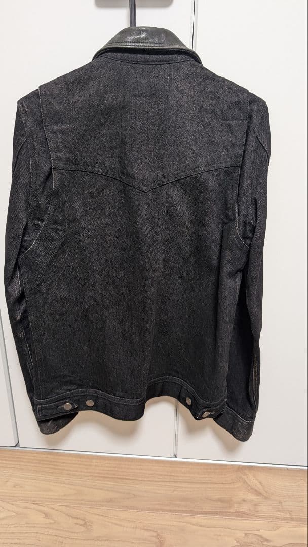 ルードギャラリー　ブラックデニムジャケット レザー襟付き