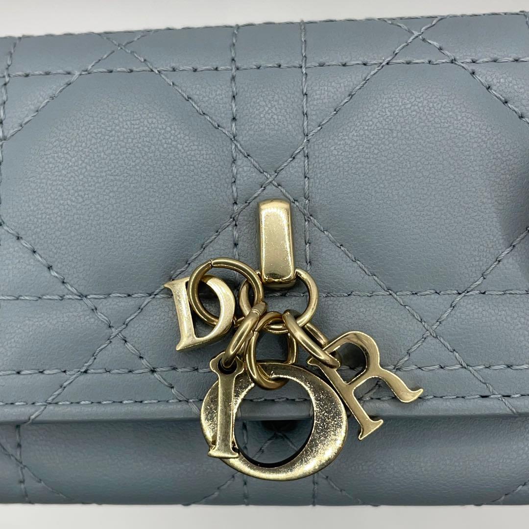 極美品◇DIOR 現行 4連キーケース グレー レディディオールカナージュ