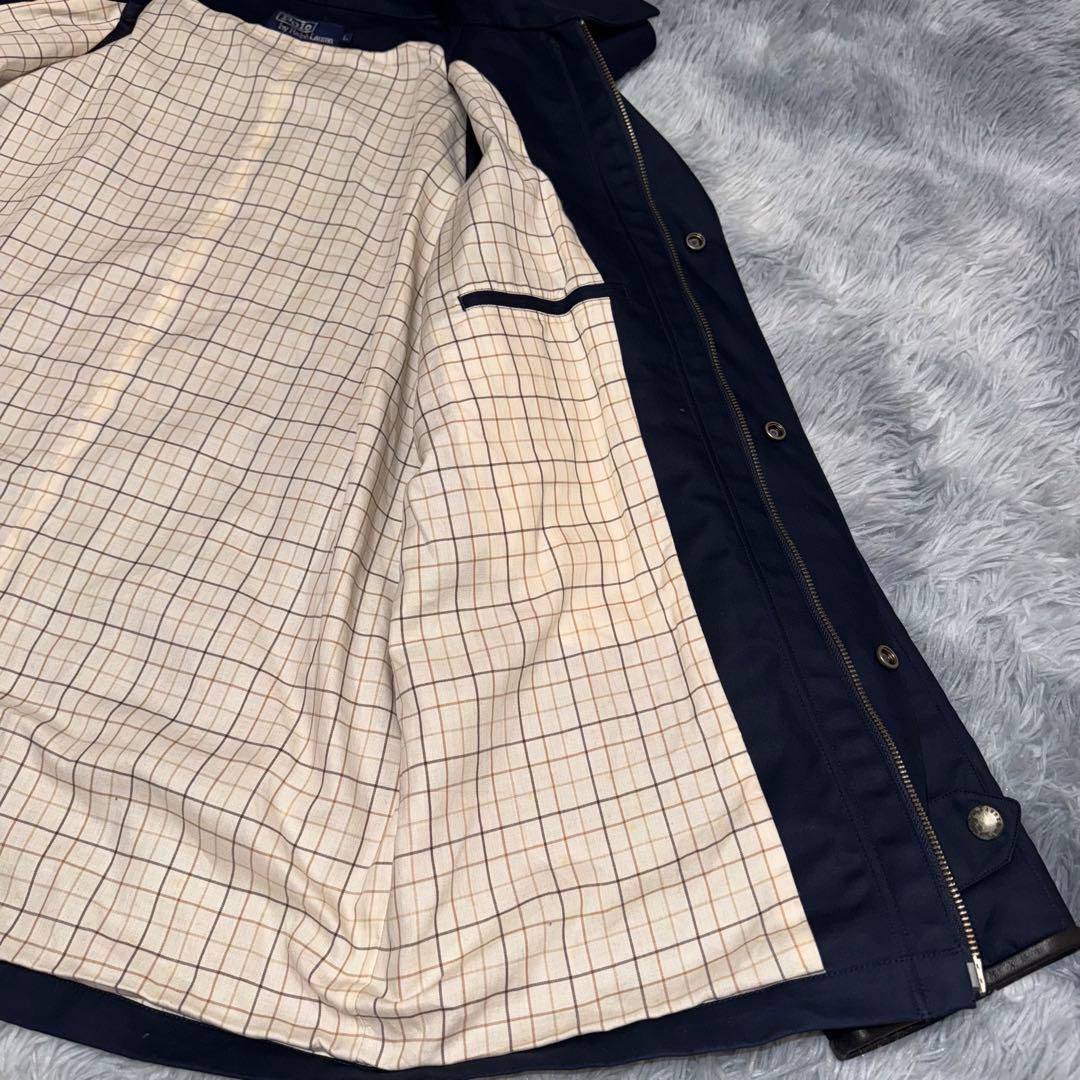 90s POLO by Ralph Lauren レザー切替 ステンカラーコート