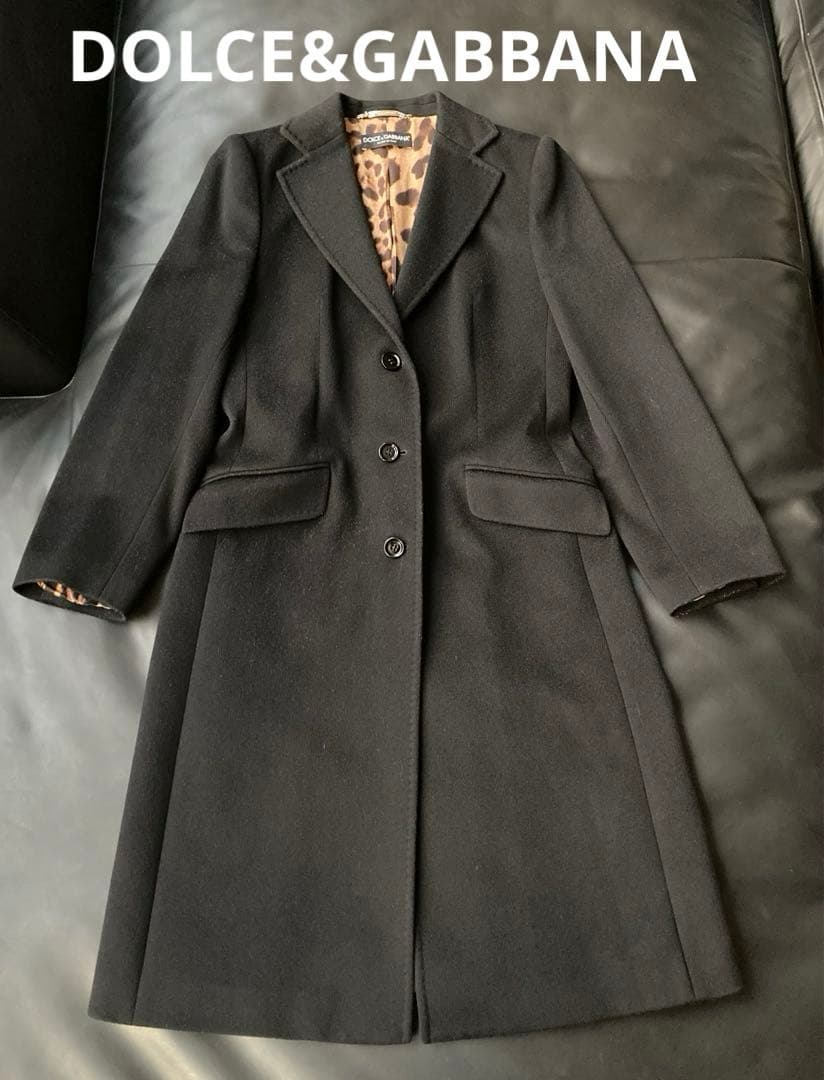 定番DOLCE&GABBANA ドルチェアンドガッバーナ カシミヤ混 黒 コート
