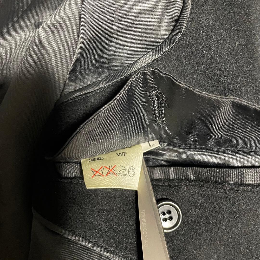 カシミヤ100%×大きいサイズ【vintage】マキシ丈比翼ロングコート 黒XL