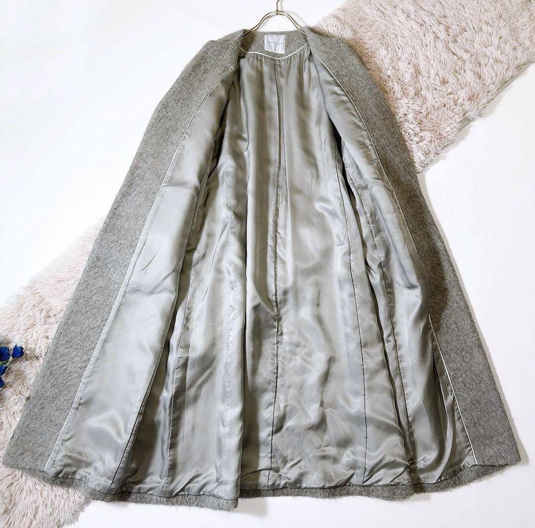 エストネーション アルパカシャギーAラインロングコート 日本製 38　グレー