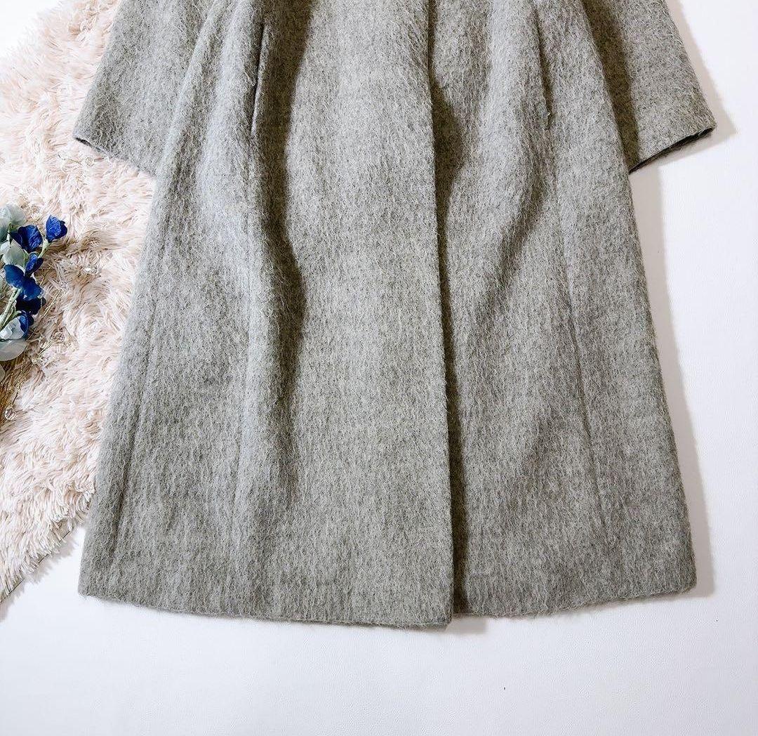 エストネーション アルパカシャギーAラインロングコート 日本製 38　グレー