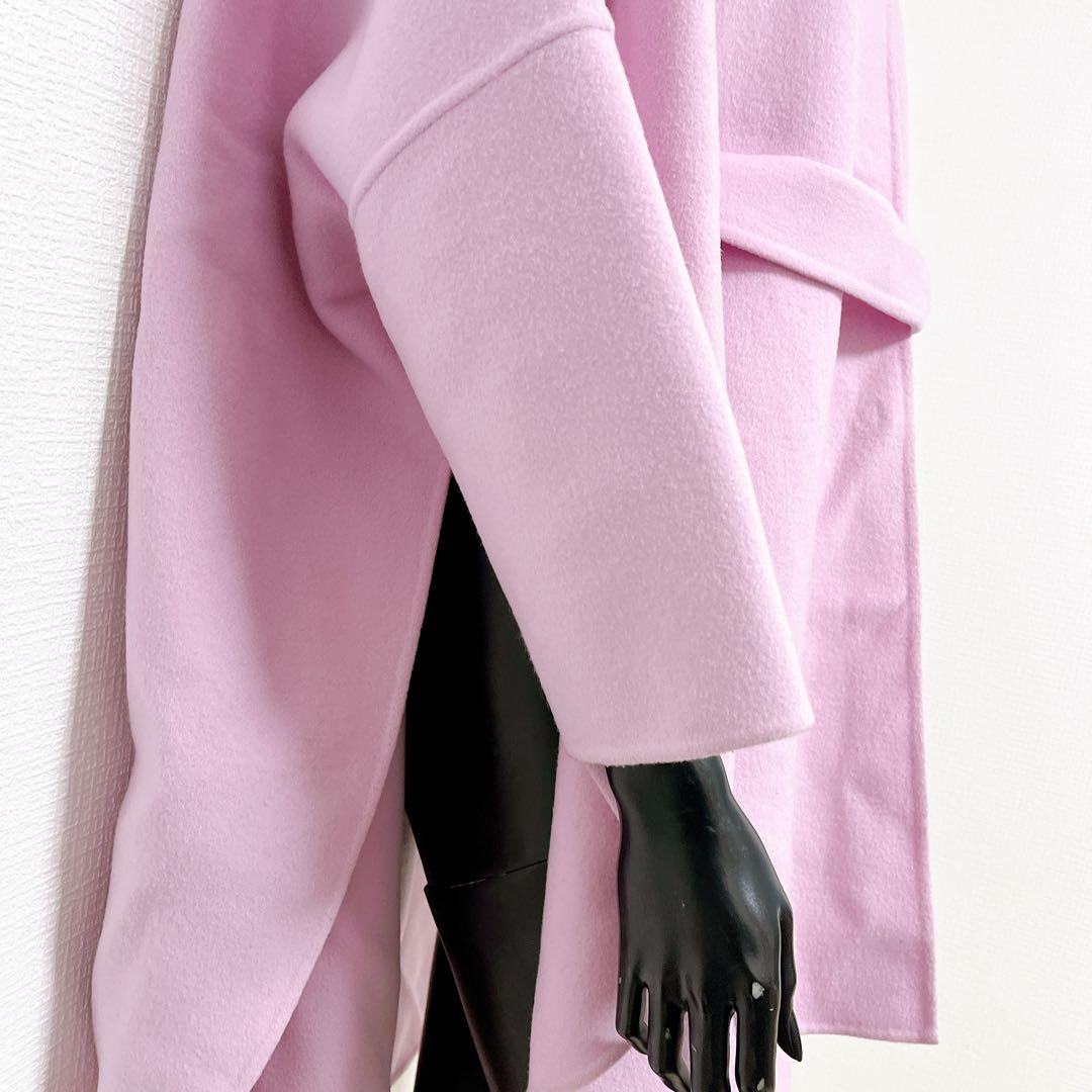 LE PHIL] ル フィル ベルト付きノーカラーポンチョコート ピンク