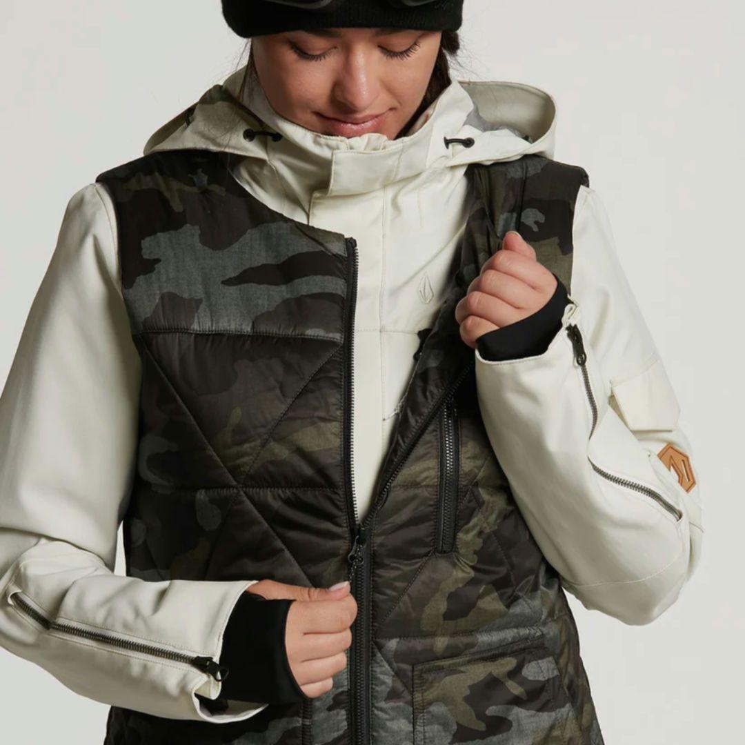 VOLCOM 迷彩柄フード付きスノーボード ジャケット 4in1 Sサイズ