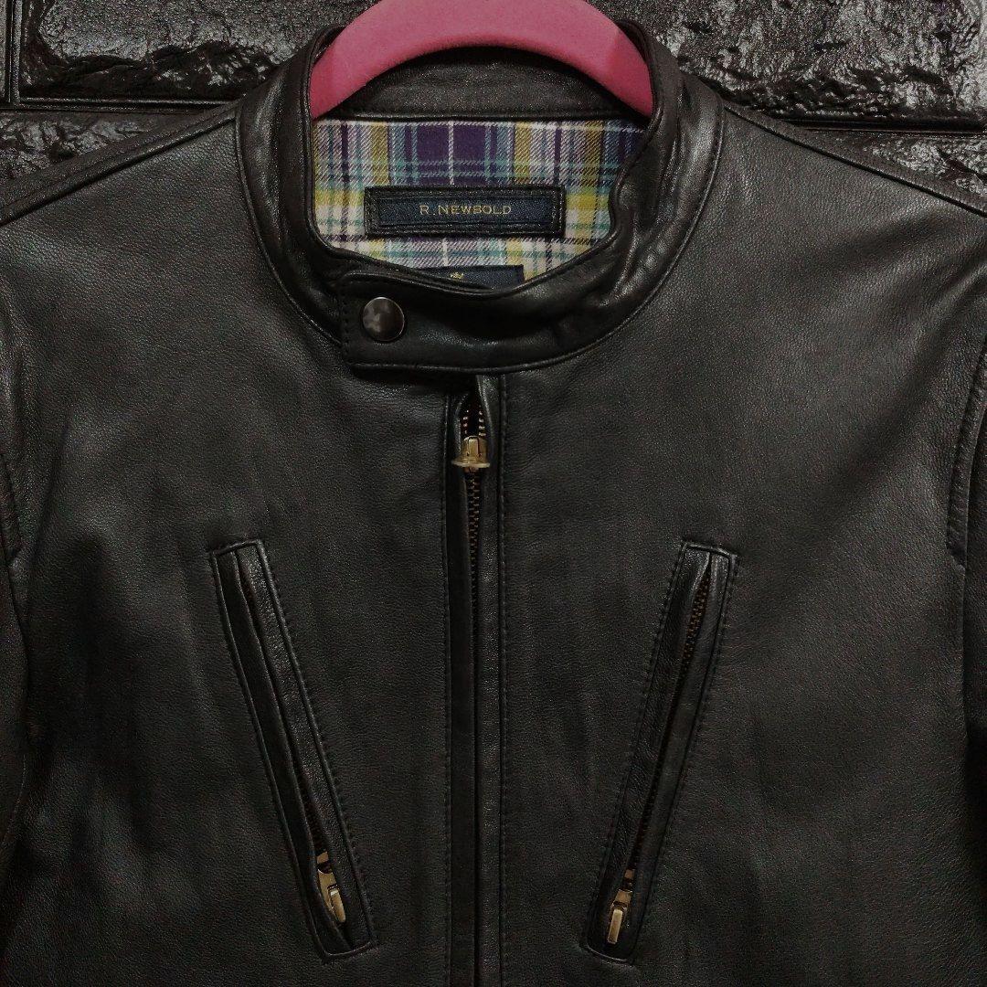 超美品　R.NEWBOLD　黒ゴートレザー（山羊革）シングルライダースジャケット