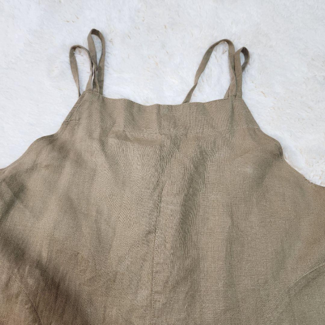 ◆23SS かぐれ リネンサロペットオーバーオール 後ろ紐 両サイドポケット