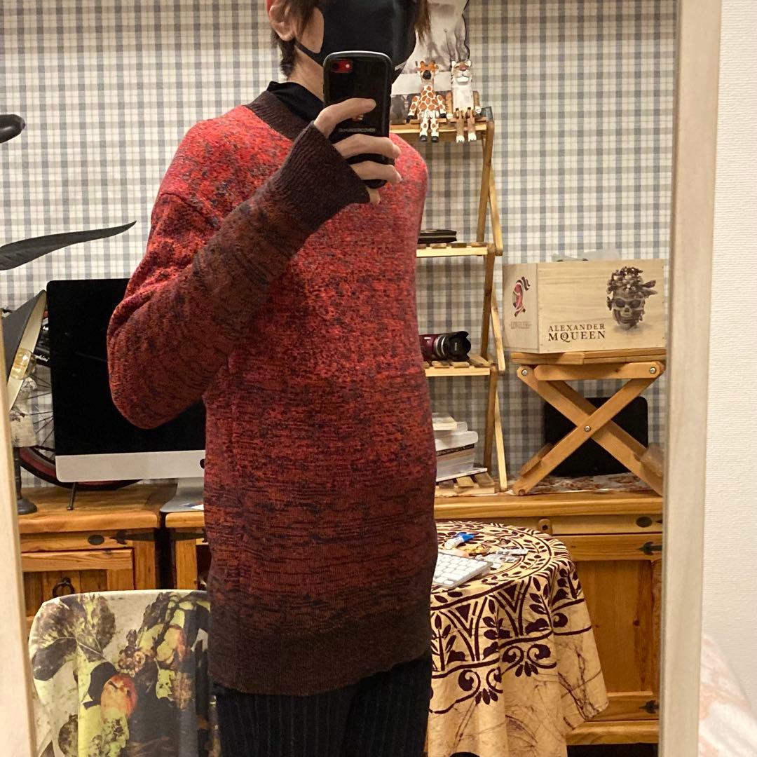 ディーゼルブラックゴールド　グラデーションクルーネックロングニット　ビッグサイズ