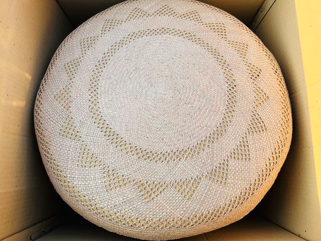 昭和レトロ 本パナマ 円形 座布団 5枚組み 56cm 未使用品 台湾製