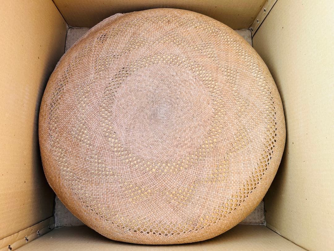 昭和レトロ 本パナマ 円形 座布団 5枚組み 56cm 未使用品 台湾製