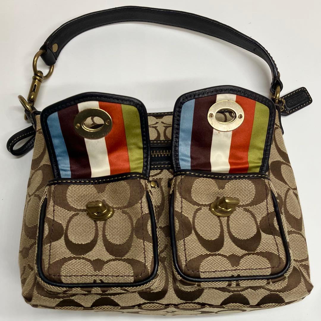 【美品】コーチ レガシー シグネチャー ショルダー バッグ レザー ターンロック