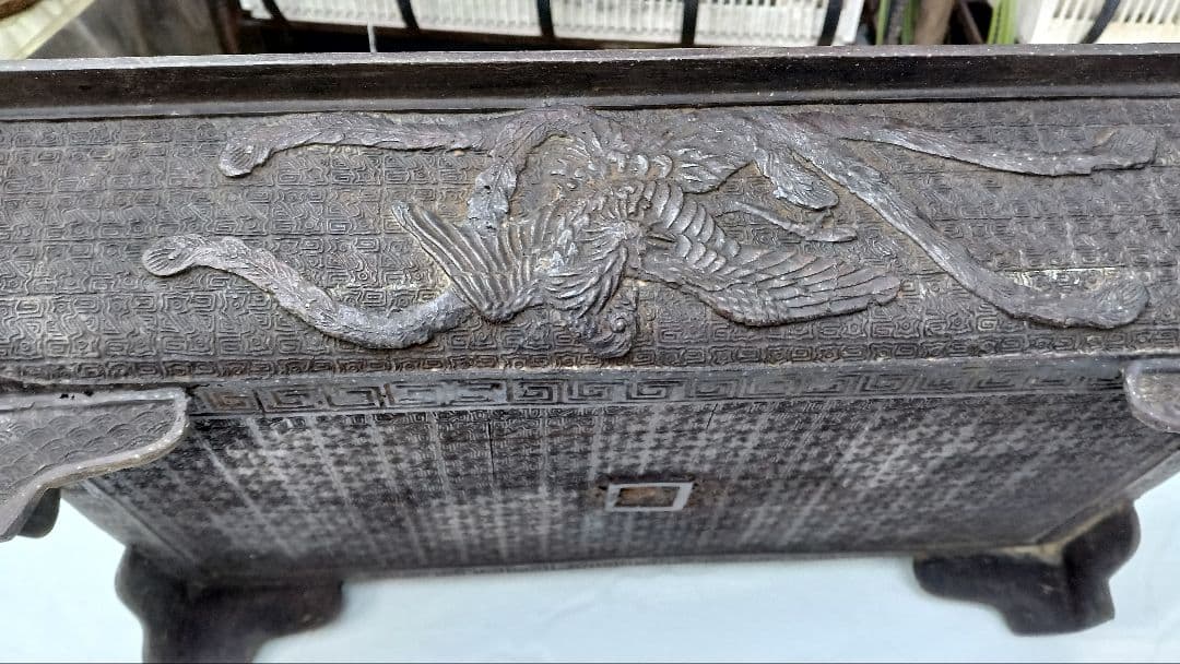 古道具骨董　龍と鳳凰のもよう水盤