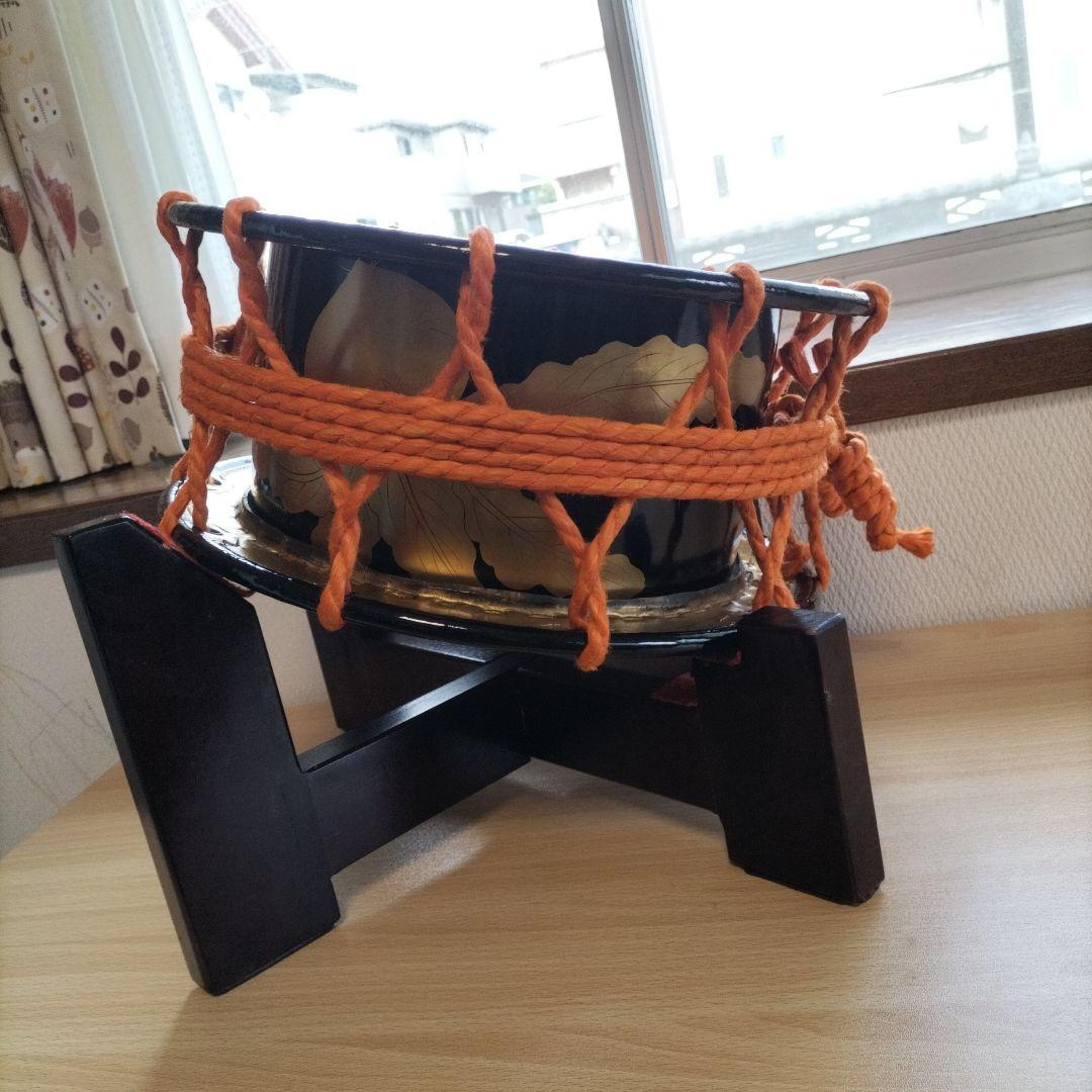 （ふわふわ様ご依頼商品です）良品　締太鼓　附締太鼓　和太鼓本体-バチ付き　中古品