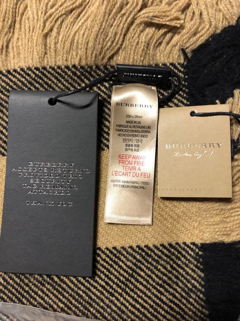 新品未使用BURBERRY バーバリー スカーフマフラー サイドフリンジ ウール