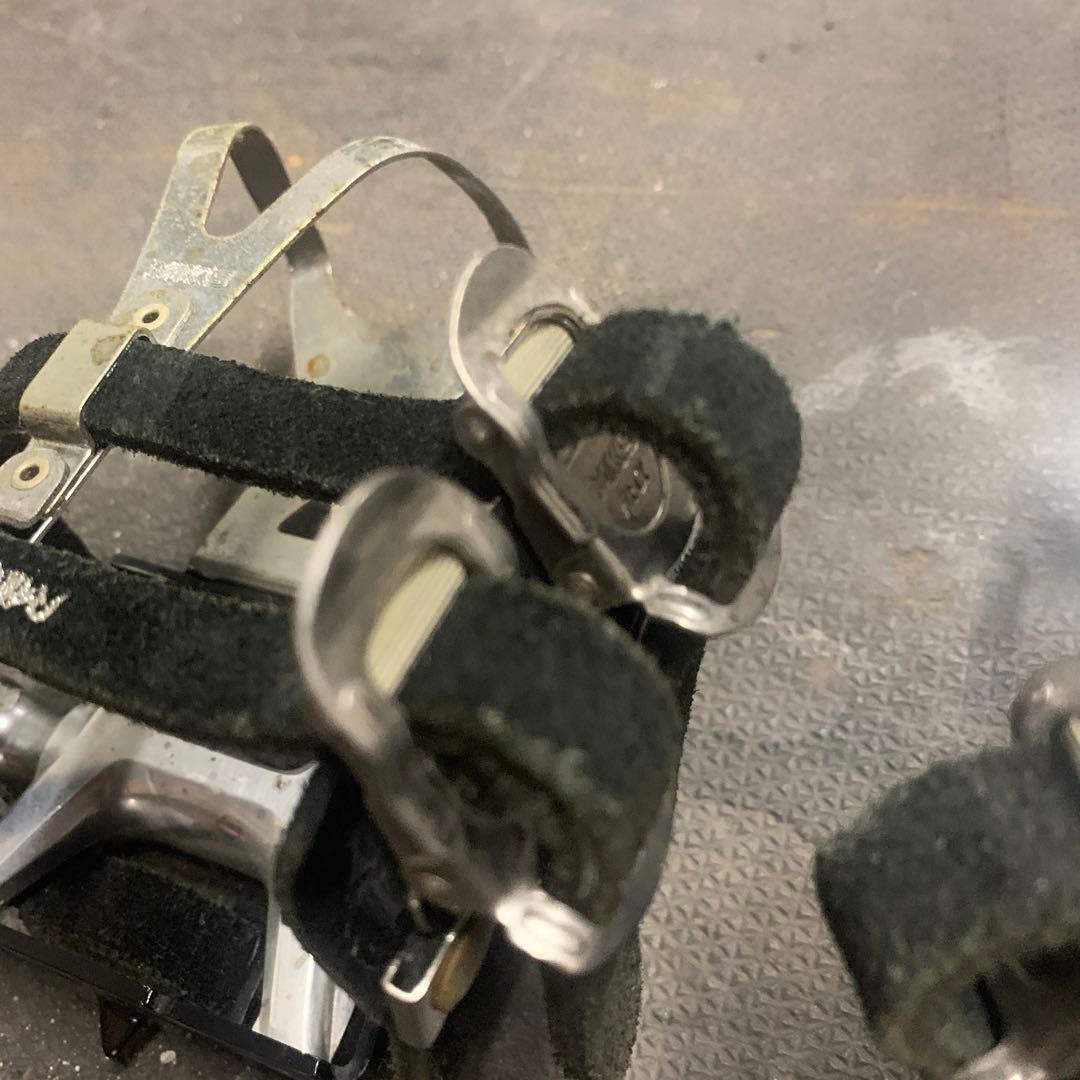 美品ミカシマペダル MKS RX-1 fit Qダブルストラップ黒ピスト競輪