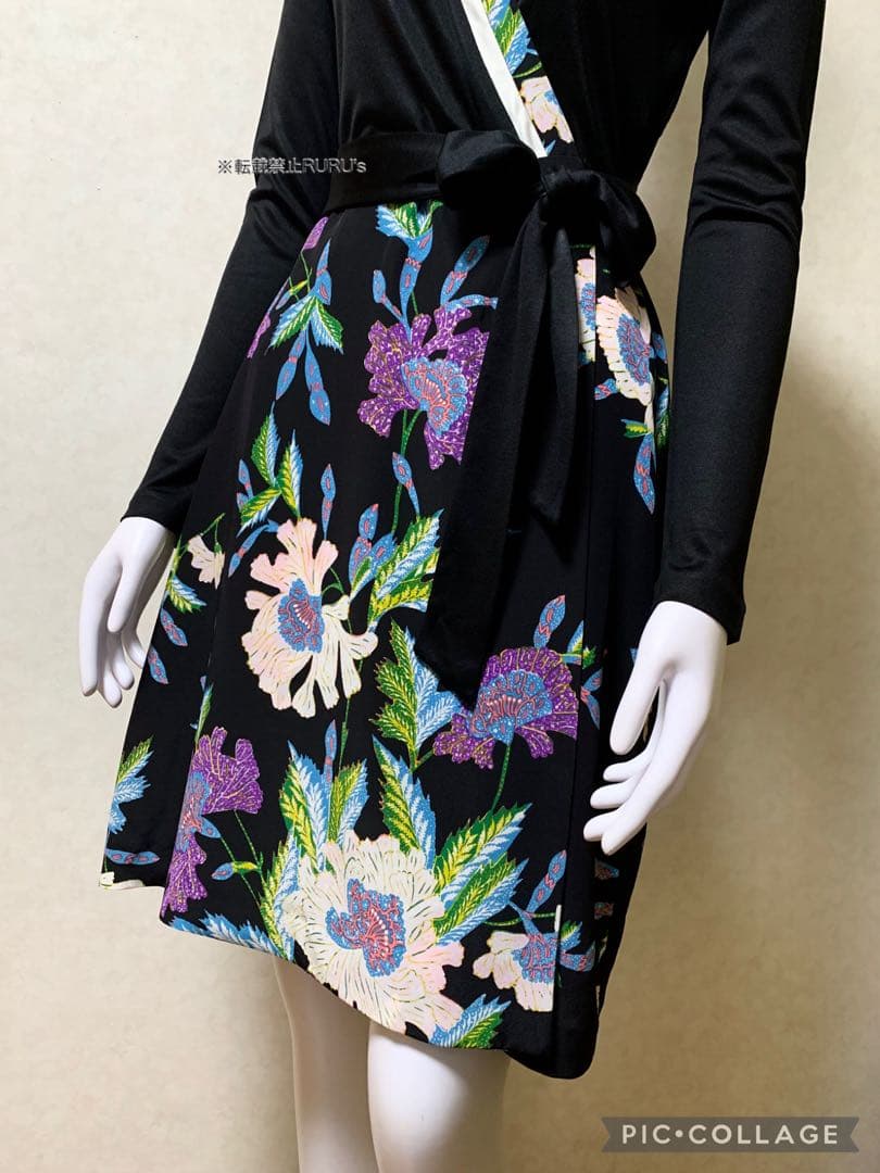 新品同様ダイアンフォンファステンバーグアートクチュールプリント ラップワンピース