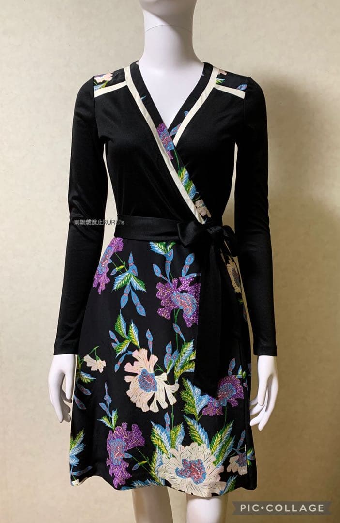 新品同様ダイアンフォンファステンバーグアートクチュールプリント ラップワンピース