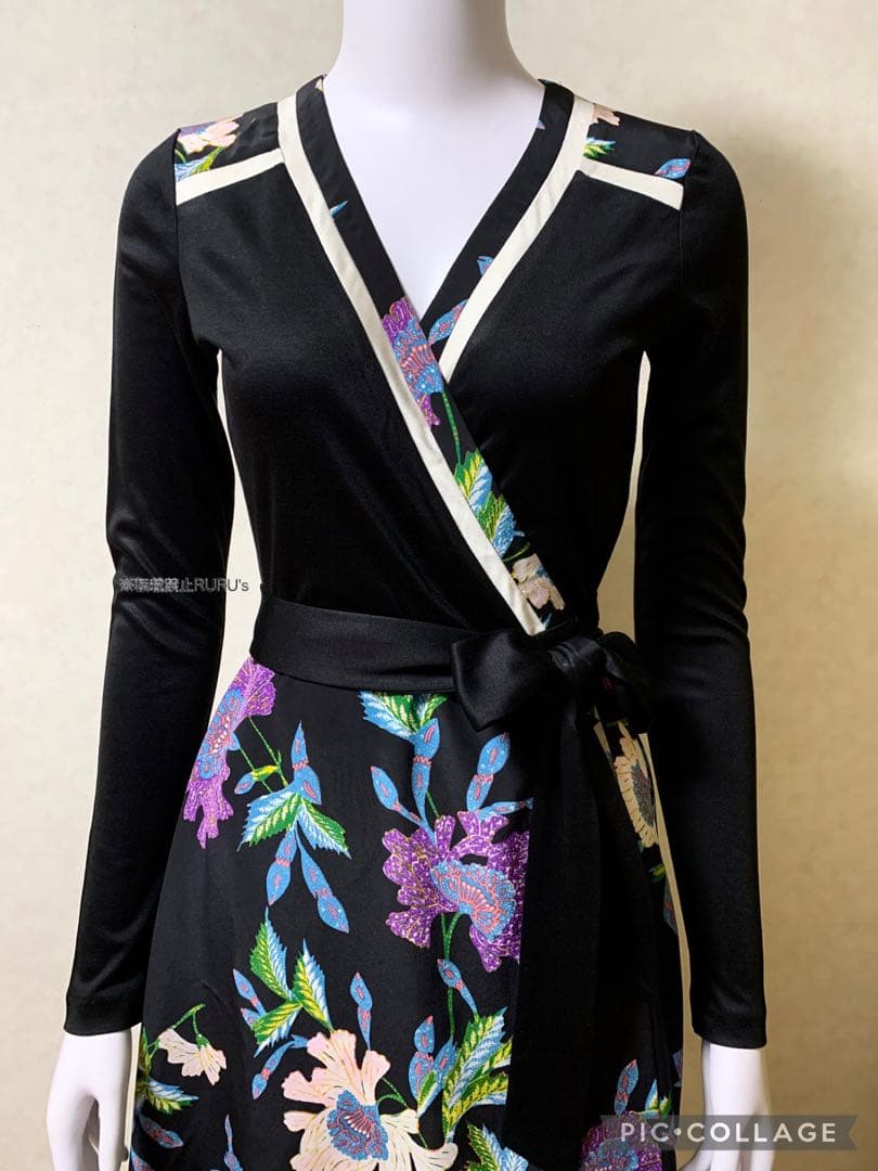 新品同様ダイアンフォンファステンバーグアートクチュールプリント ラップワンピース