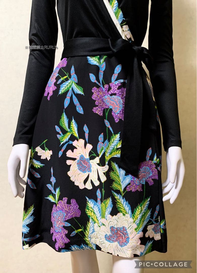 新品同様ダイアンフォンファステンバーグアートクチュールプリント ラップワンピース