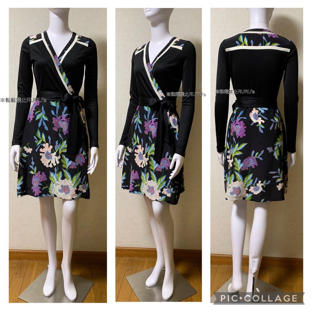 新品同様ダイアンフォンファステンバーグアートクチュールプリント ラップワンピース