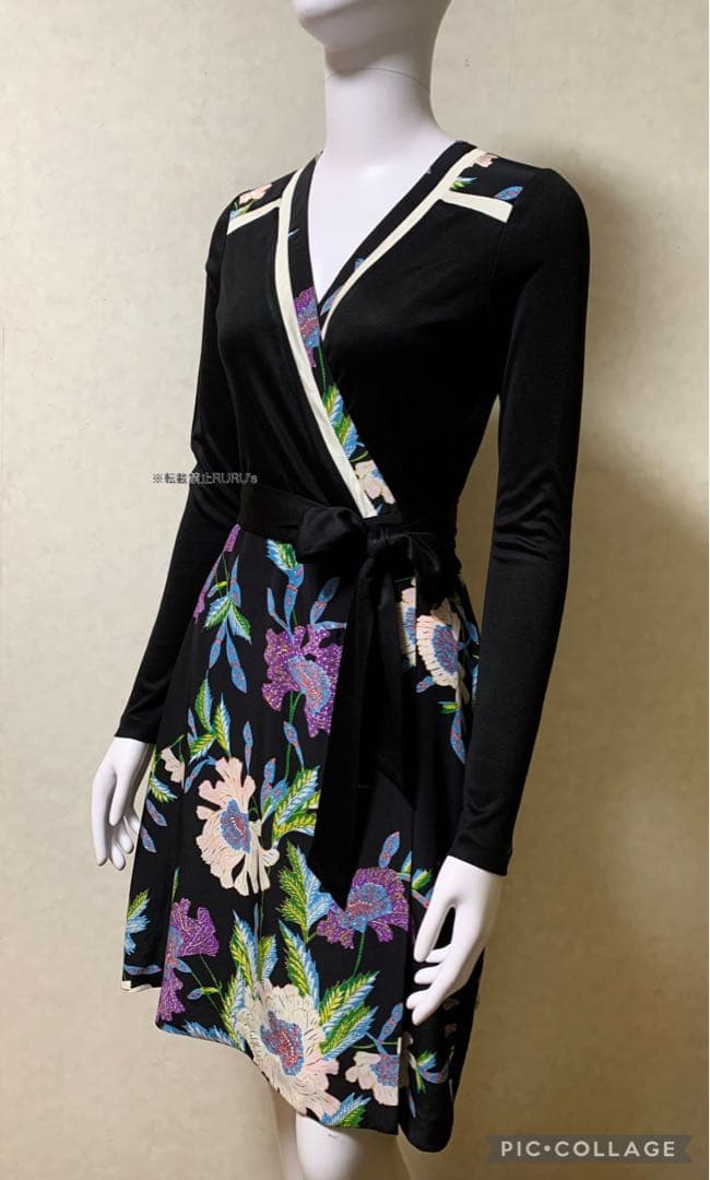 新品同様ダイアンフォンファステンバーグアートクチュールプリント ラップワンピース