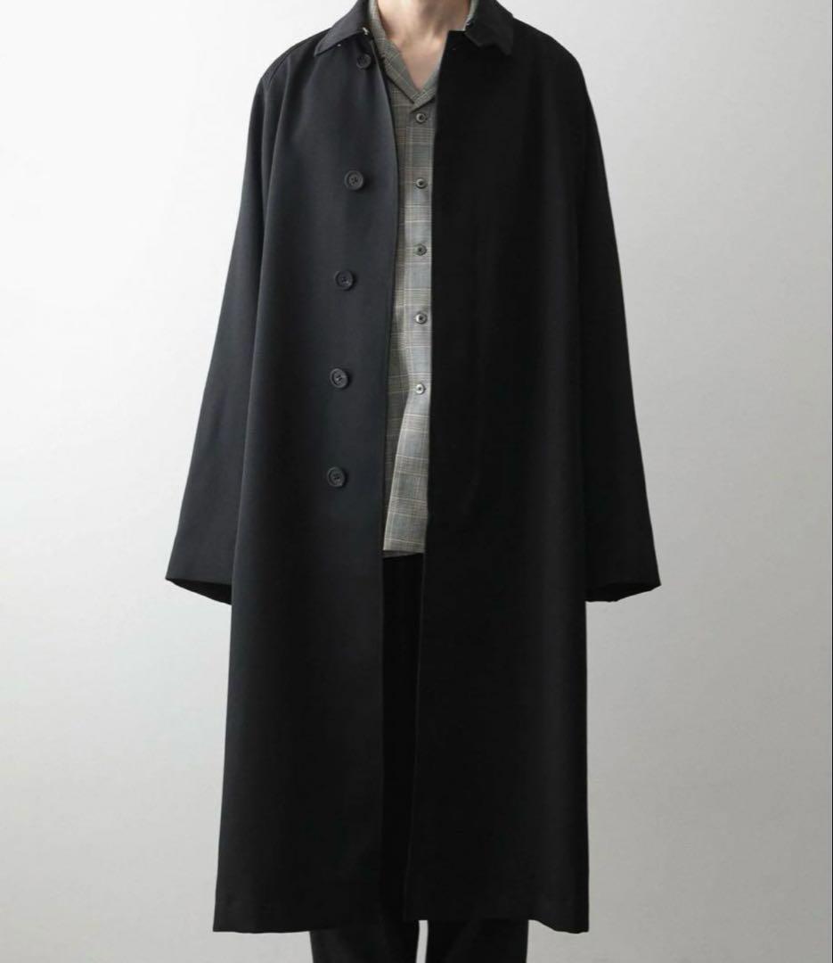 INTÉRIM HYPERBIG WOOLGABERDINE COAT 黒