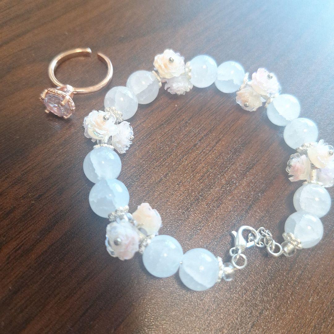 ☆万博内購入品☆アクアマリンブレスレット&モアサナイトダイヤ