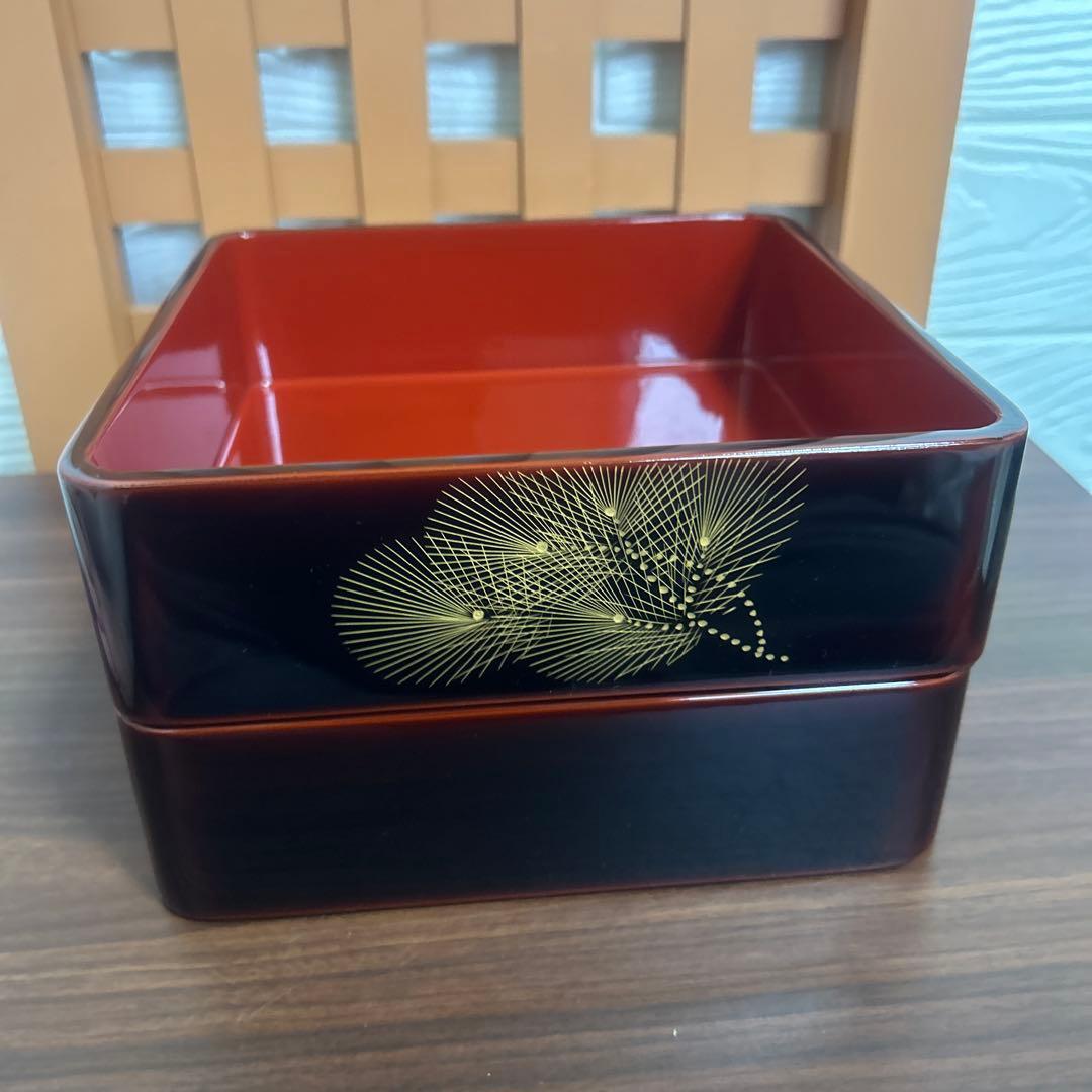 越前焼 漆金手彫り 御重箱 松 金 三段 箱付き