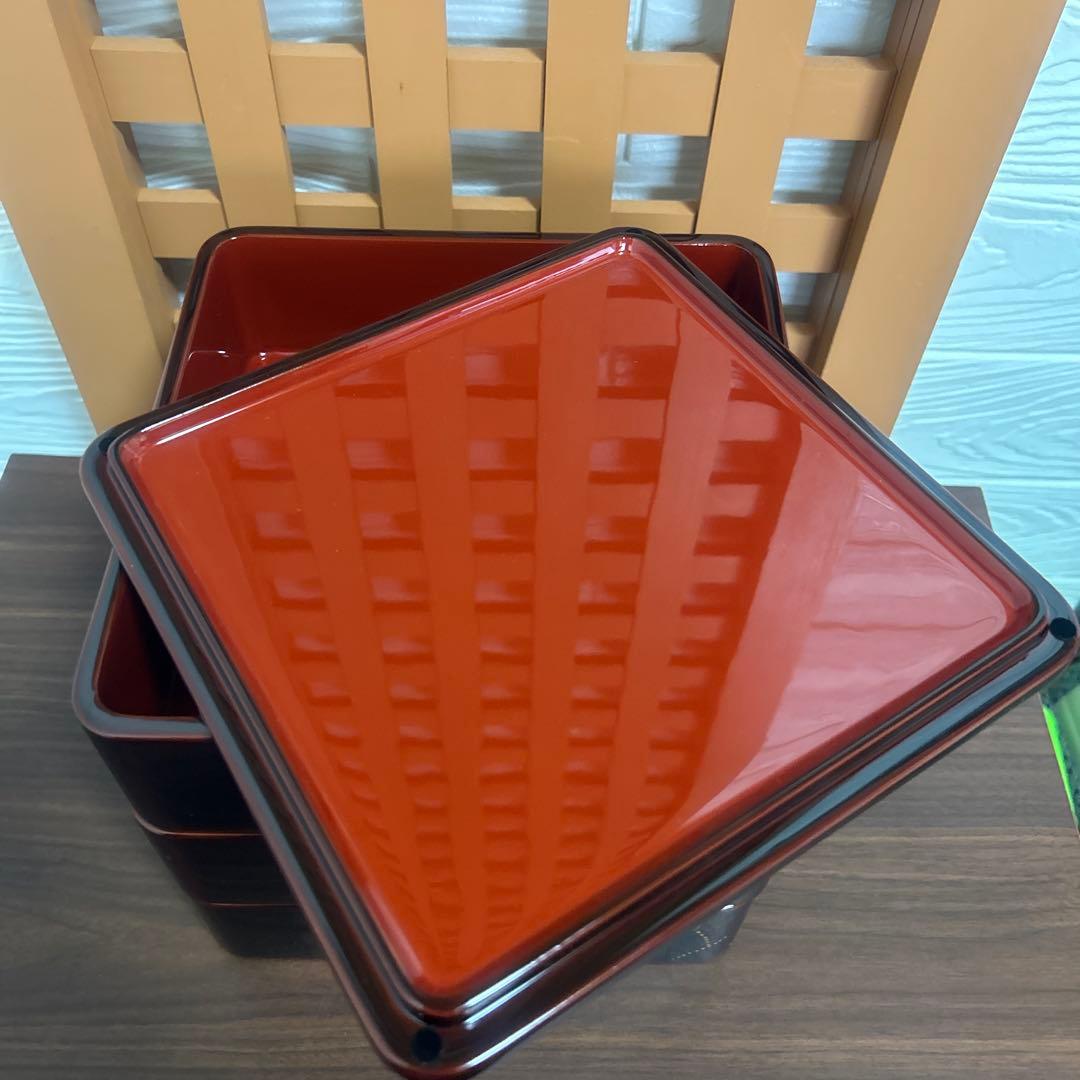 越前焼 漆金手彫り 御重箱 松 金 三段 箱付き