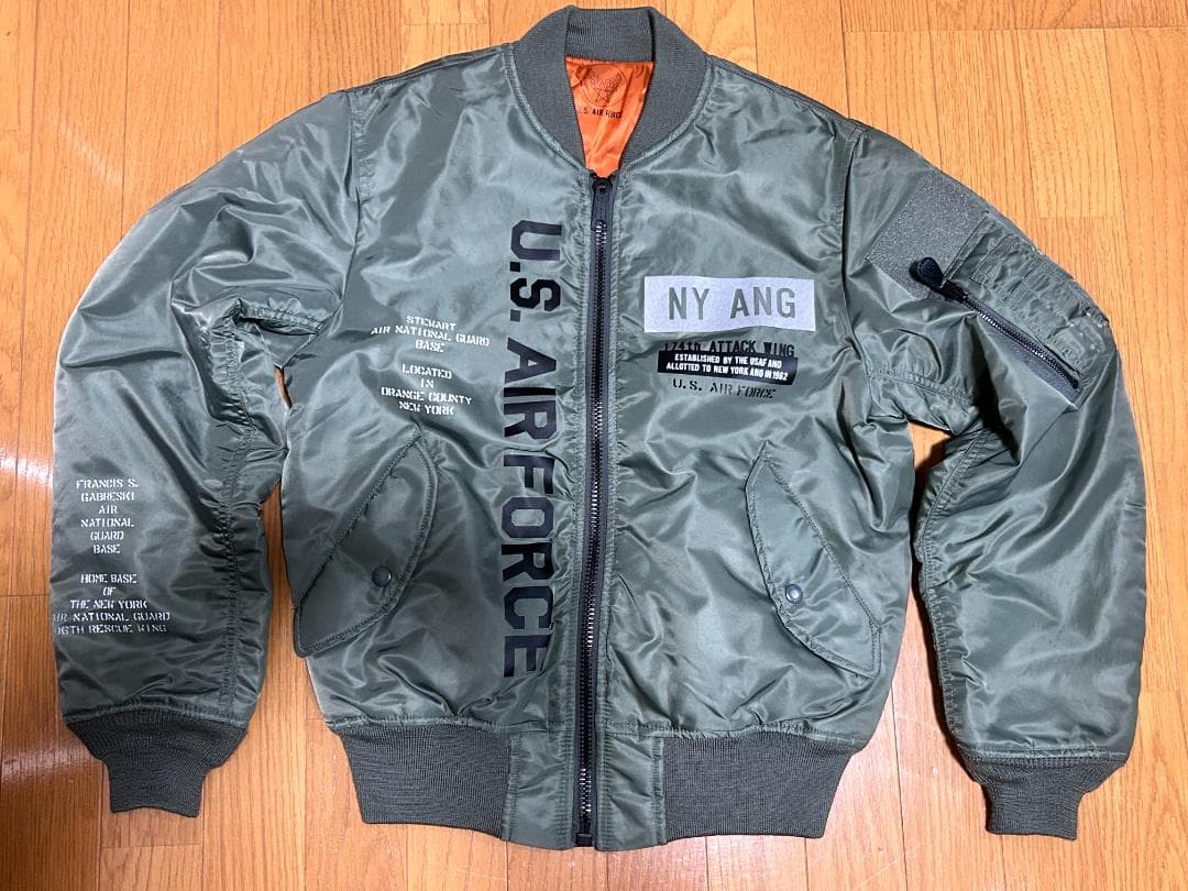 八*一様 AVIREX　MA-1　REFLECT STENCIL　セージグリーン