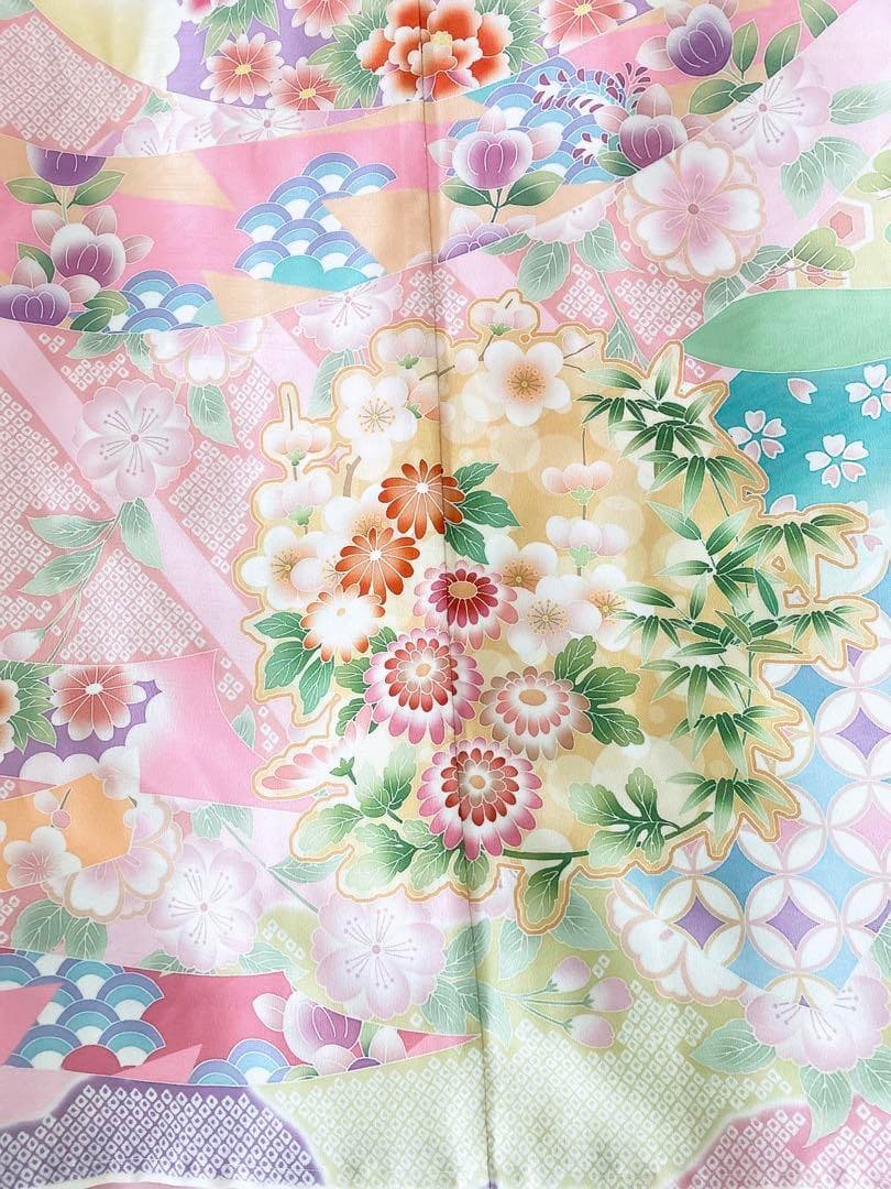 新品即納♥式部浪漫 四つ身着物単品 源氏香に束熨斗 桃色