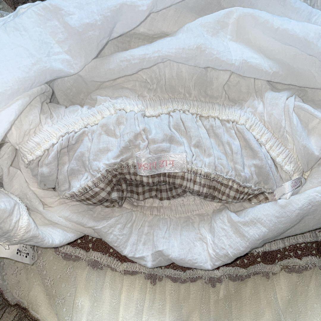 00s 希少 LIZLISA ビッグリボン チェック柄コットンフリルワンピ