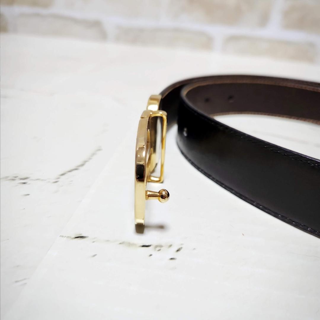 ★OLD GUCCI【グッチ】リバーシブル レザーベルト 極美品 希少レア