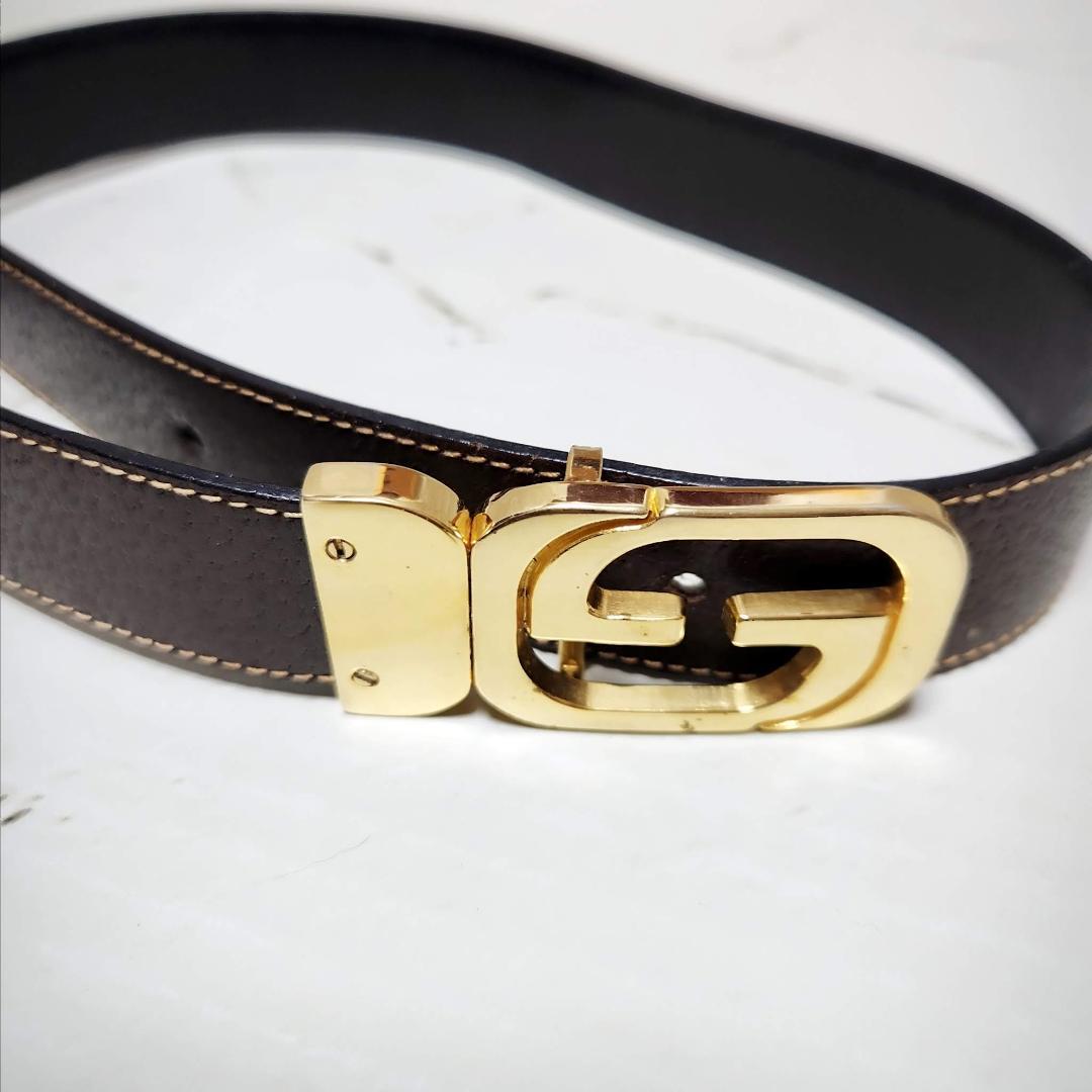 ★OLD GUCCI【グッチ】リバーシブル レザーベルト 極美品 希少レア