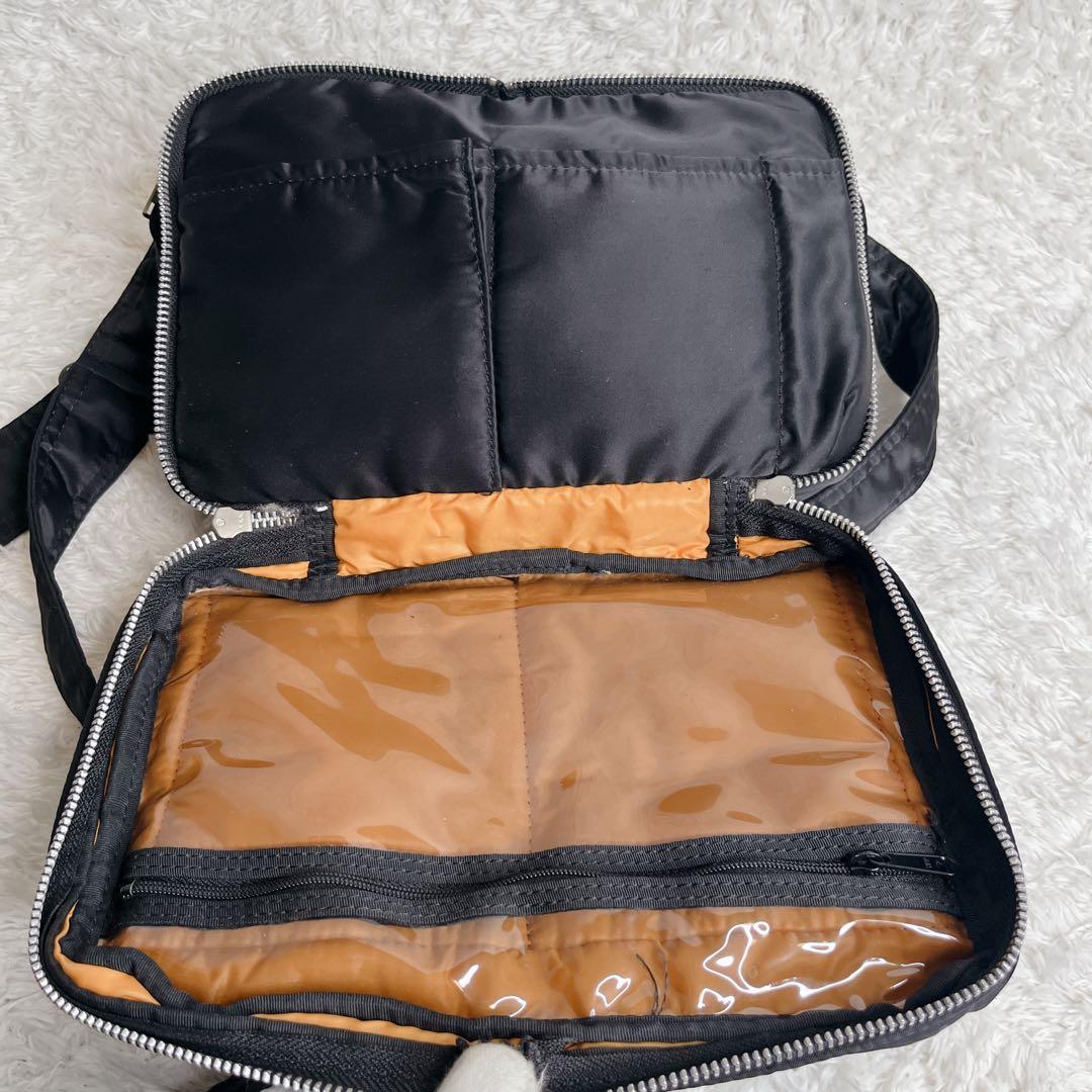 美品 ポーター タンカー 二層 ショルダーバッグ ブラック 肩がけ 黒 2室