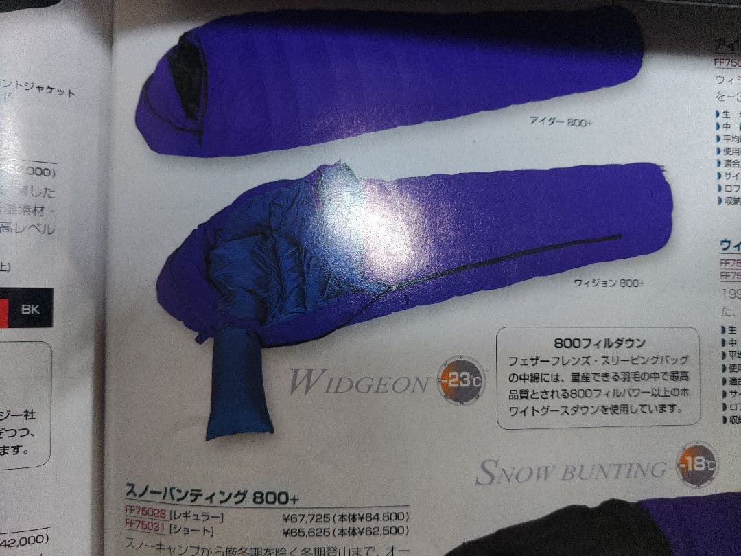 フェザーフレンズ ウィジョン800+ ダウンシュラフ