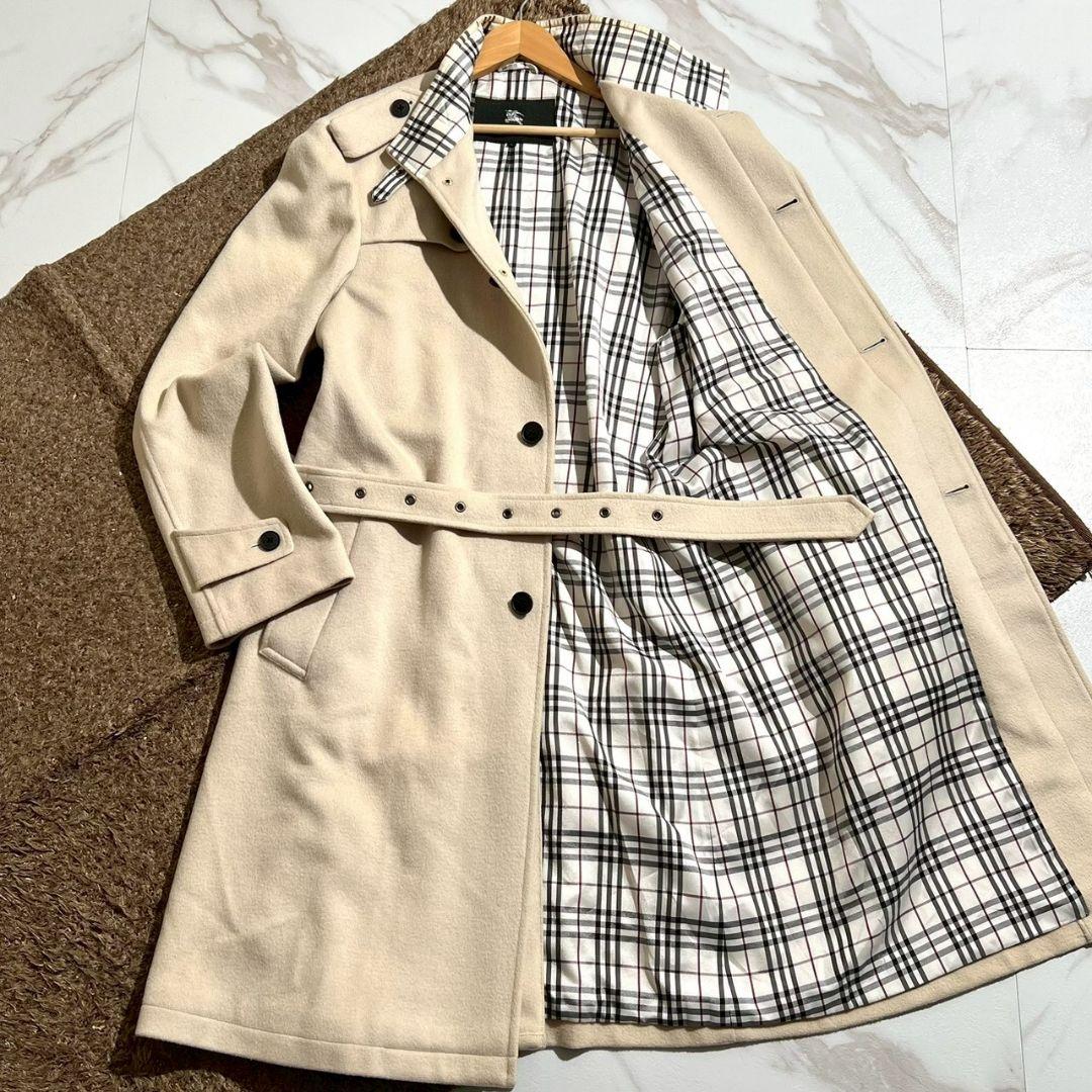 バーバリーブラックレーベル ウールステンカラーコート ノバチェック