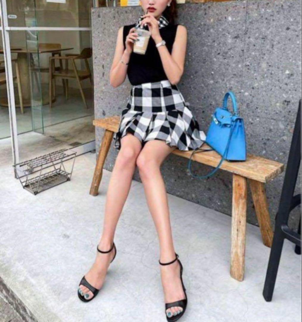 sheller シェリエ ギンガムチェックZIPスカート