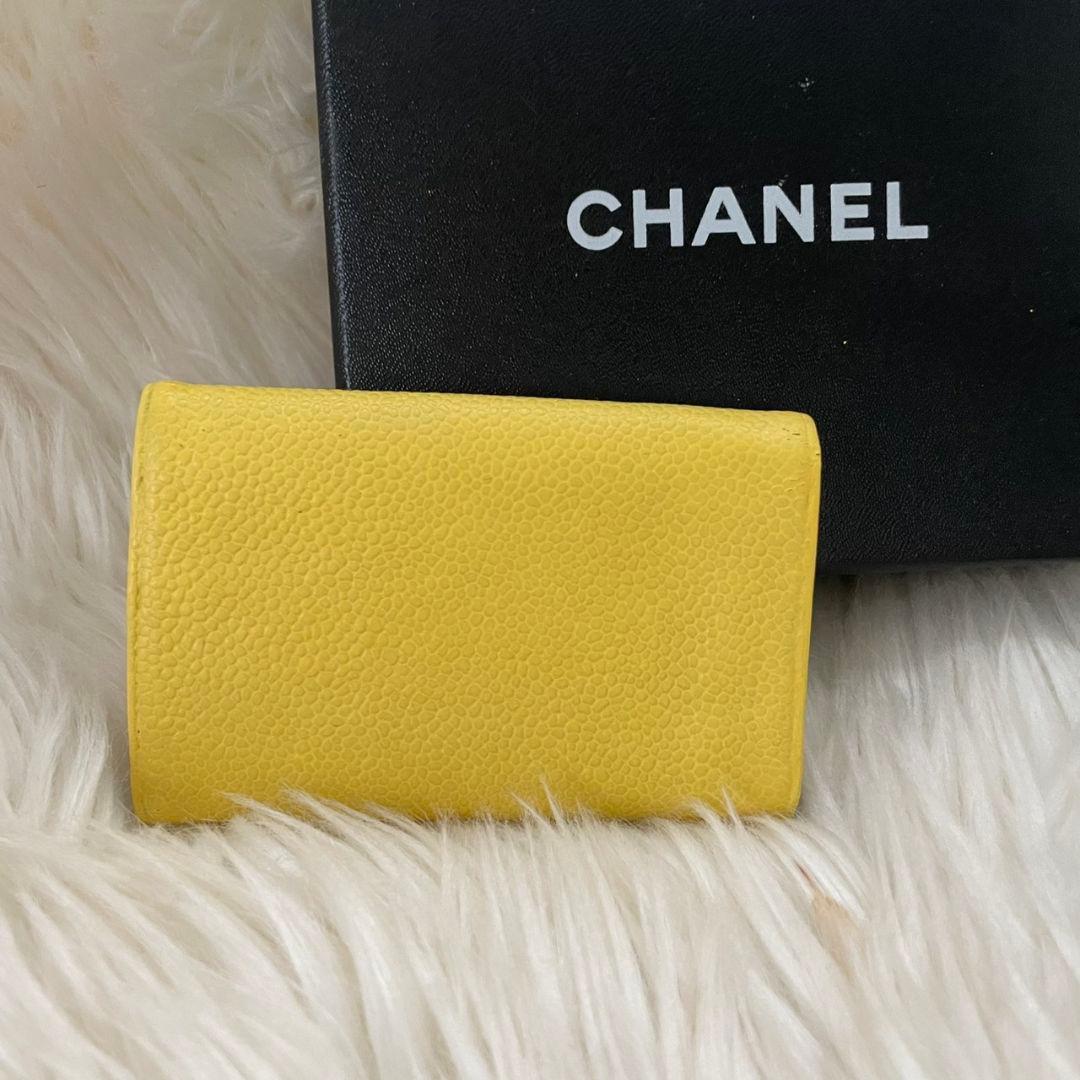金運 シャネル CHANEL カードケース キーケース イエロー ココマーク