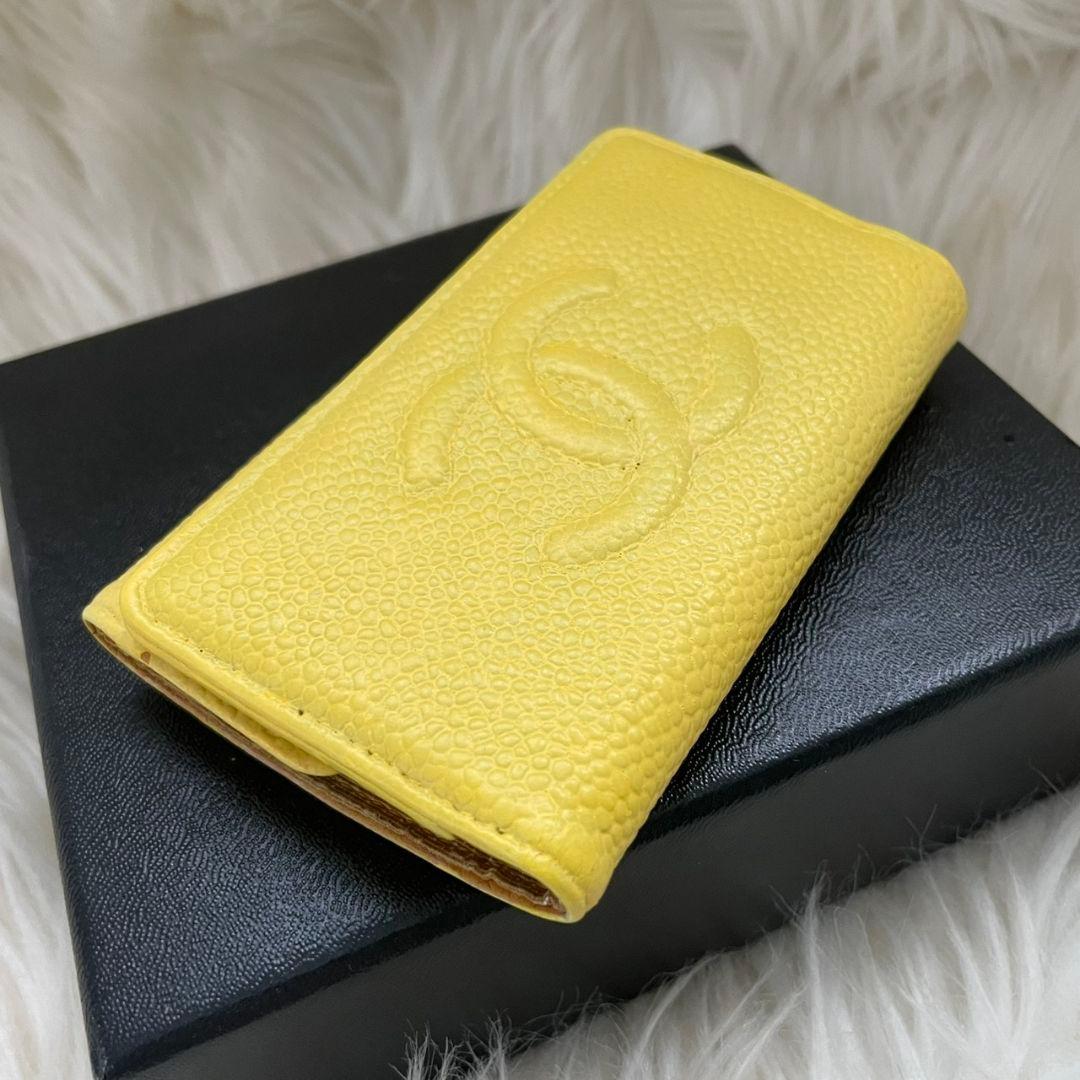 金運 シャネル CHANEL カードケース キーケース イエロー ココマーク