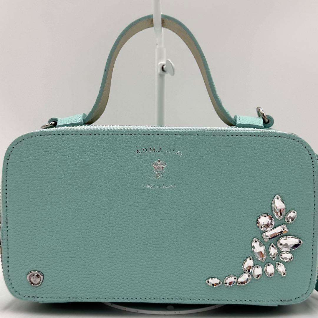 【美品】ADMJ ショルダーバッグ スワロフスキー モーツァルト ミントグリーン