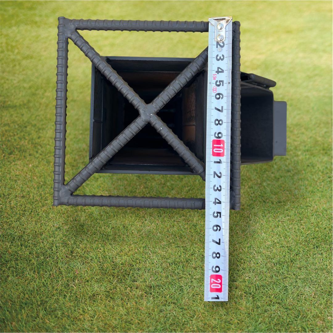 ロケットストーブ　五徳取り外し可能　灰かき棒付き