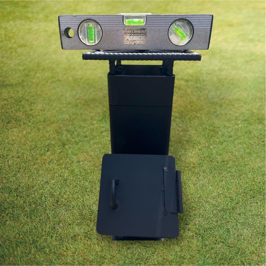 ロケットストーブ　五徳取り外し可能　灰かき棒付き