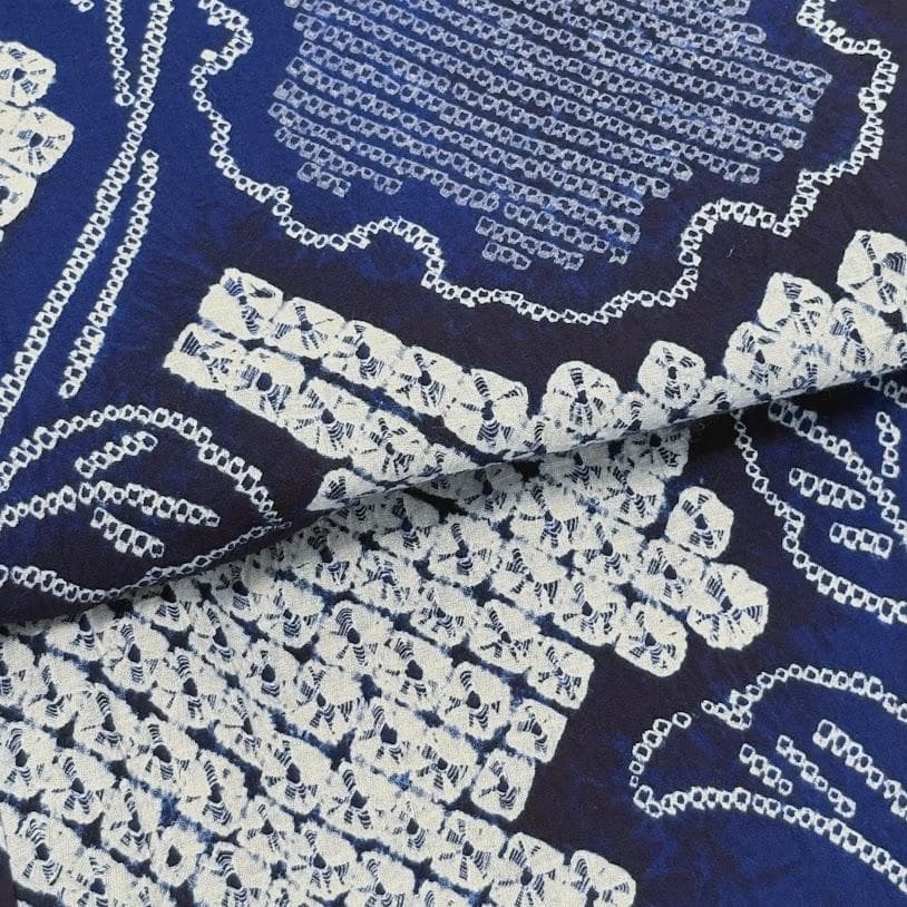 スナフキン　未使用品　絞り浴衣　有松鳴海絞り　総絞り　浴衣　綿　E801