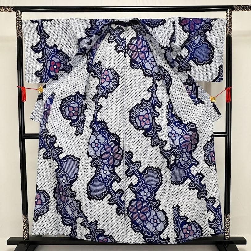 スナフキン　未使用品　絞り浴衣　有松鳴海絞り　総絞り　浴衣　綿　E801